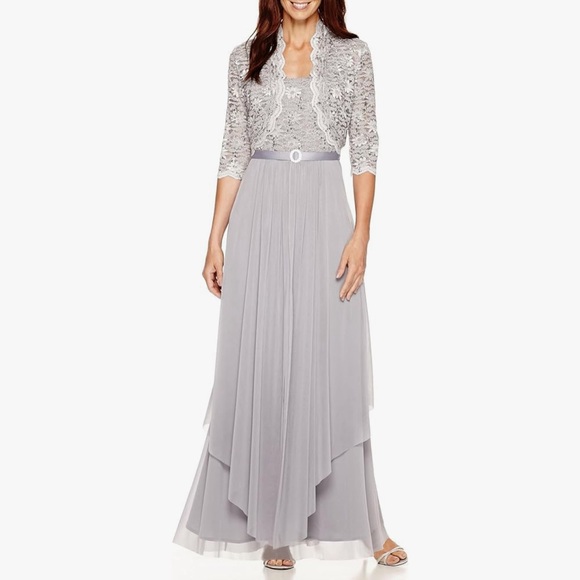 NWT R&M Richard’s Women’s 2 Piece Laced Long Jacket with Dress Set, size 18 - Picture 5 of 7